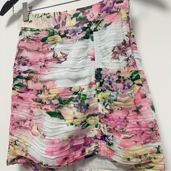 Rococo Sand Mist Pleated Chiffon Powder Blue Pink Mini Skirt Size X-Small - Picture 3 of 13